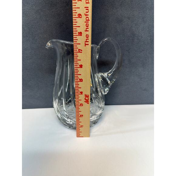 Vintage Lead Crystal Heavy Clear Pitcher Swirled Pattern ~ 8" - Picture 8 of 10